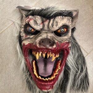Masquerade Werewolf Mask with Red and Black Accents